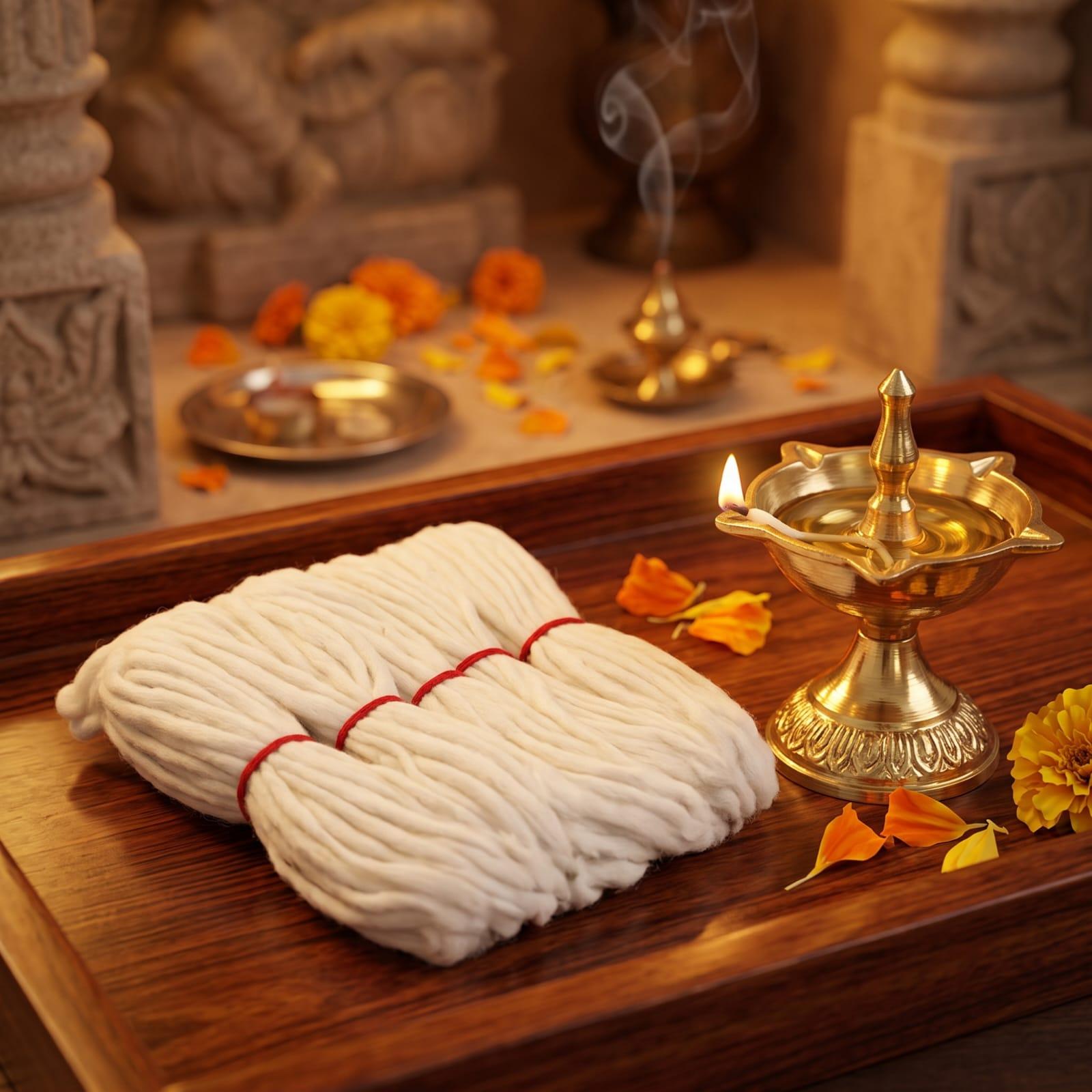 Pooja Cotton Wicks - Pack of 5 (Cotton Batti / Vattulu)